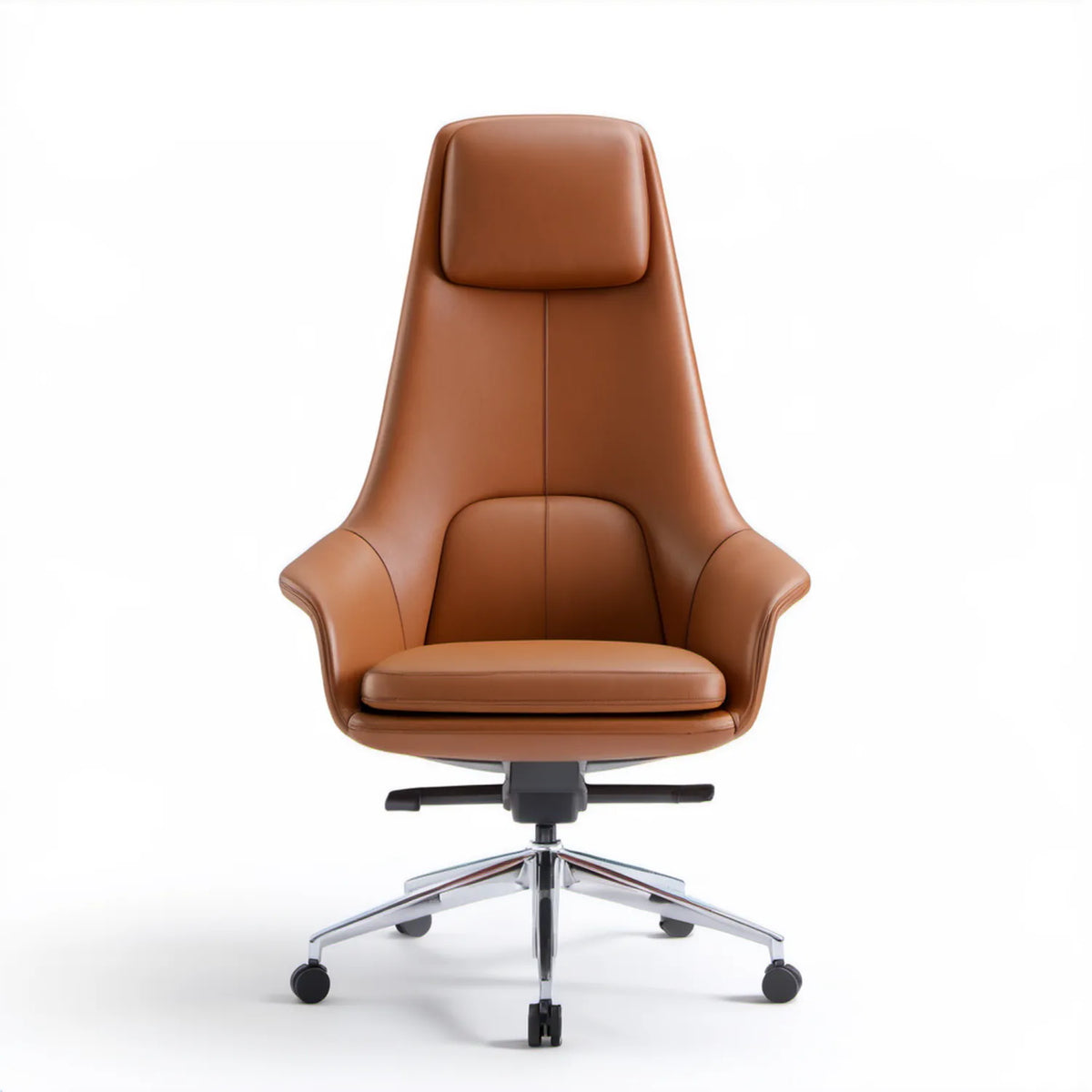 Brązowy fotel biurowy obrotowy z ekoskóry PU, 68 x 68 x 116–124 cm