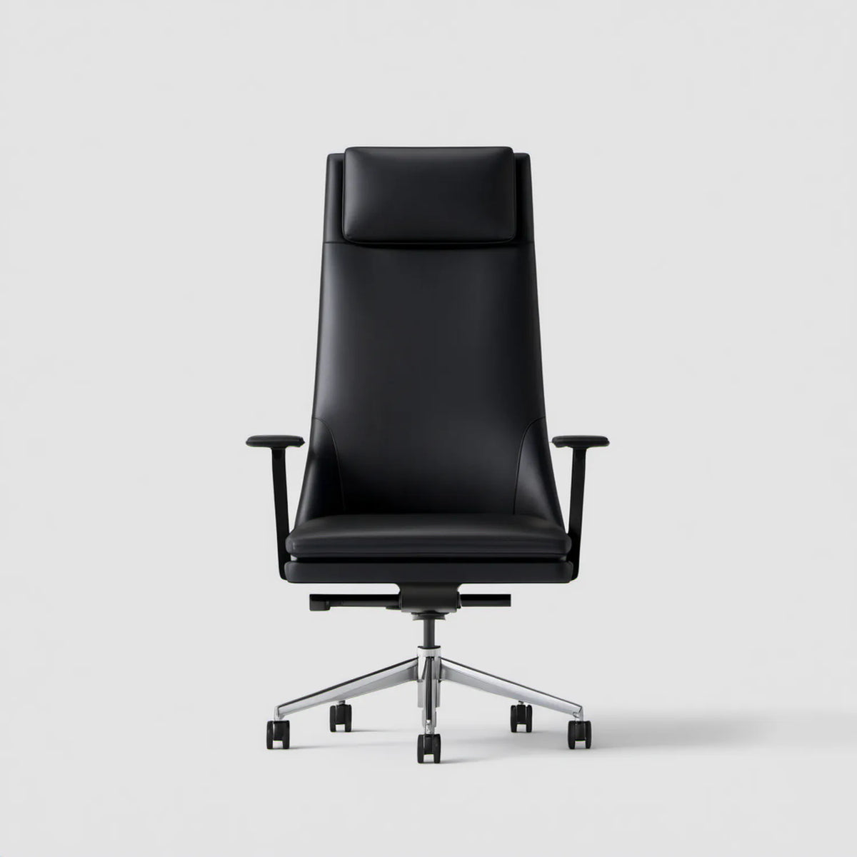 Czarny fotel obrotowy z wysokim oparciem ze skóry syntetycznej PU 70 x 70 x 118–128 cm