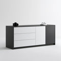 Komoda czarno-biała 160 x 40 x 80 cm z 3 szufladami i 2 drzwiami