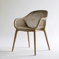 Beżowe krzesło z podłokietnikami z litego jesionu i polipropylenu, 58 × 56 × 82 cm