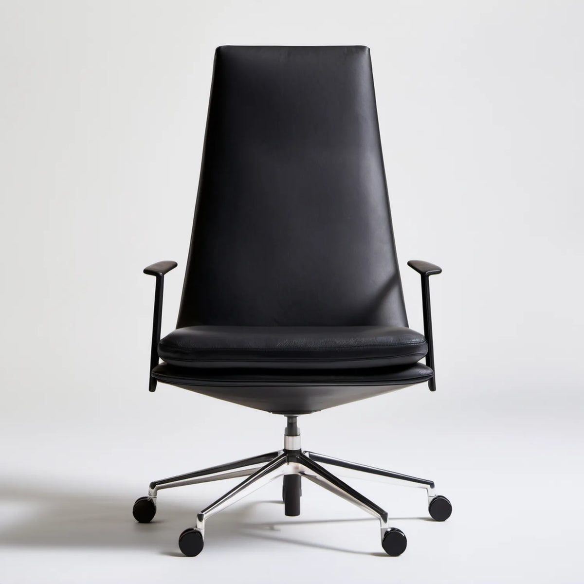 Czarny obrotowy fotel biurowy z ekoskóry PU, 65 x 65 x 116–126 cm