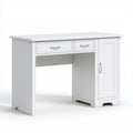 Białe biurko z MDF 120 x 60 x 75 cm z 2 szufladami i szafką