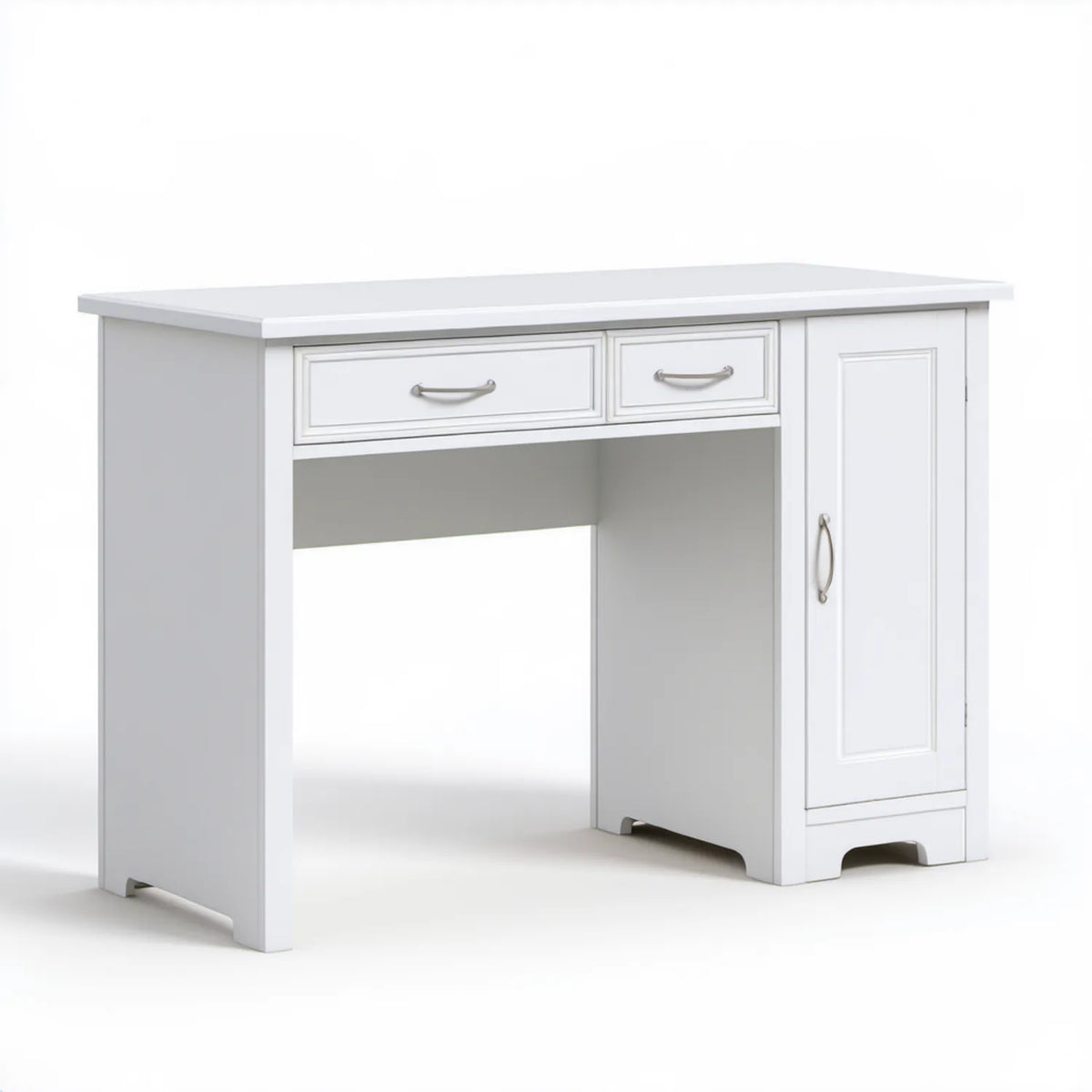 Białe biurko z MDF 120 x 60 x 75 cm z 2 szufladami i szafką